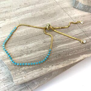 New ~ Anthropologie Turquoise Diamond Tennis Bracelet